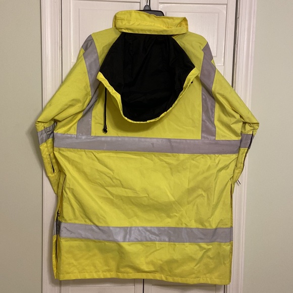 Rain Jacket Hi Viz Safety Men’s Large High Visibility Garment Class 3 - Picture 3 of 10